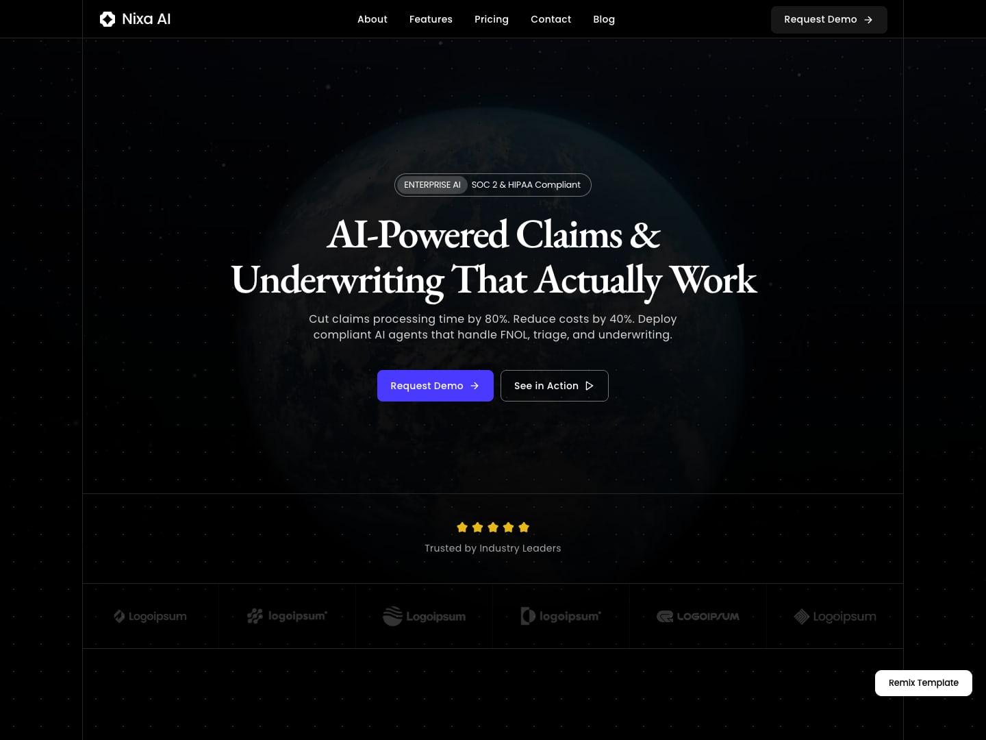 The Nixa home page at desktop width. A go-to-market site for AI products that sell to enterprise buyers.