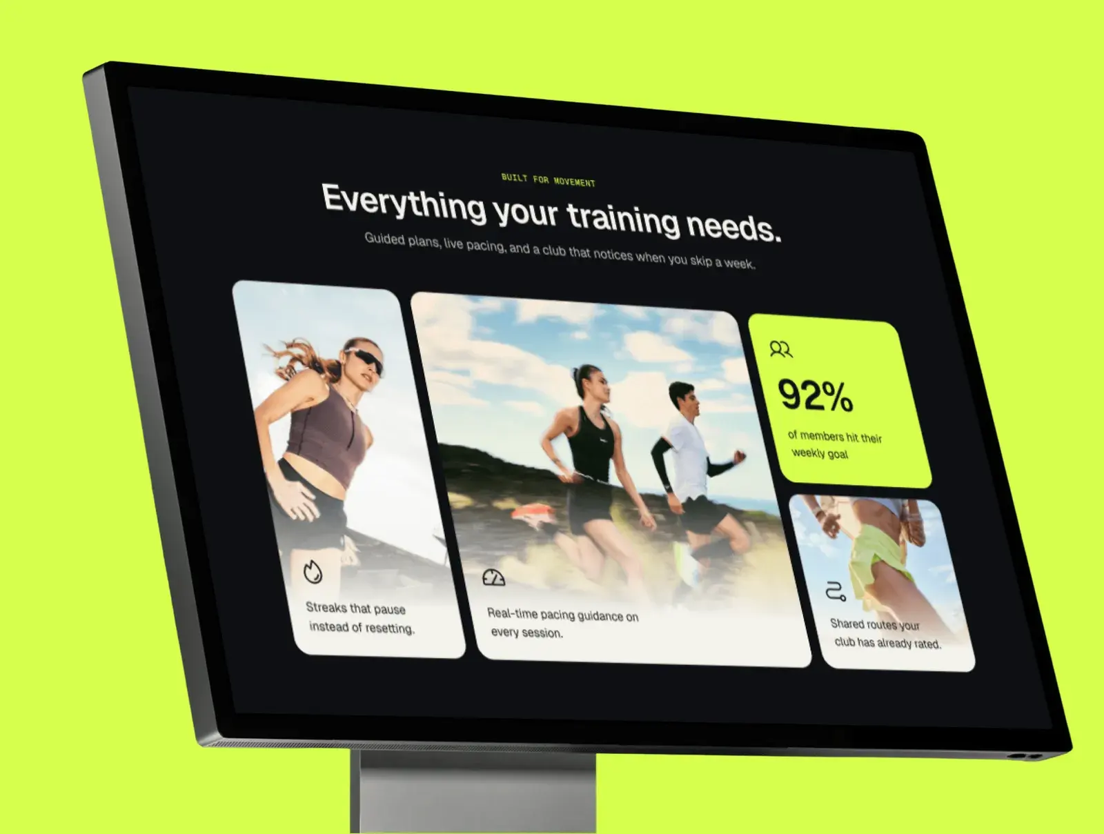 The Streaks feature section on a desktop monitor