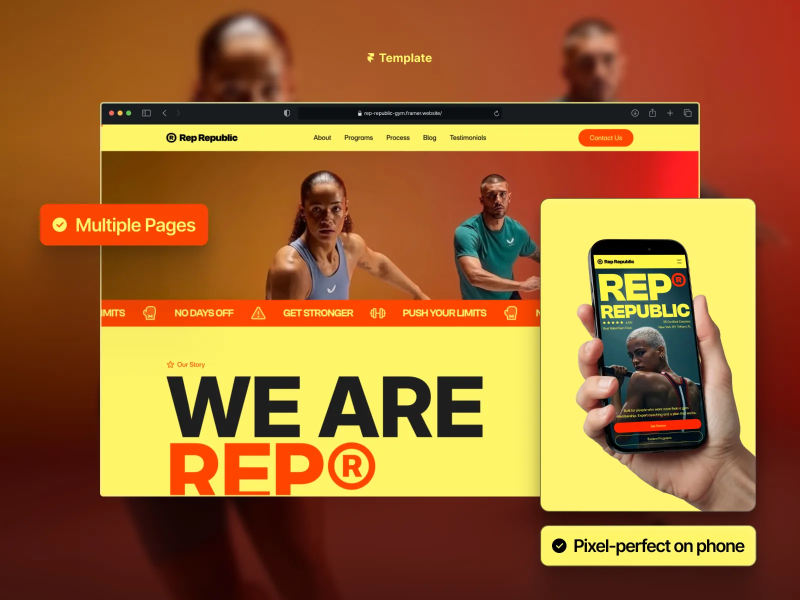 La página de inicio de Rep Republic en escritorio y móvil