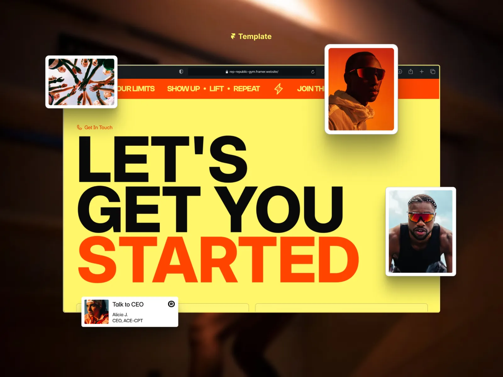 La sección de contacto de Rep Republic: «let's get you started»